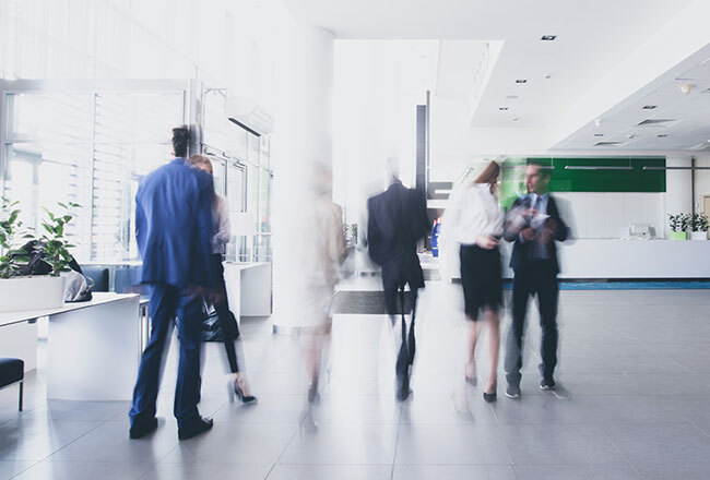 Busy business entryway