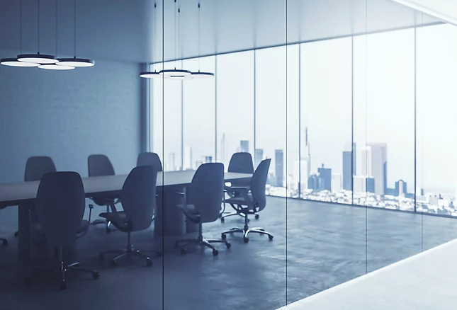 Empty boardroom table